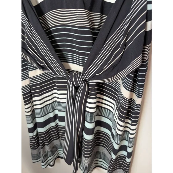 Ann Taylor Striped Dress 14 Black White Seafoam, Womens - Picture 4 of 10